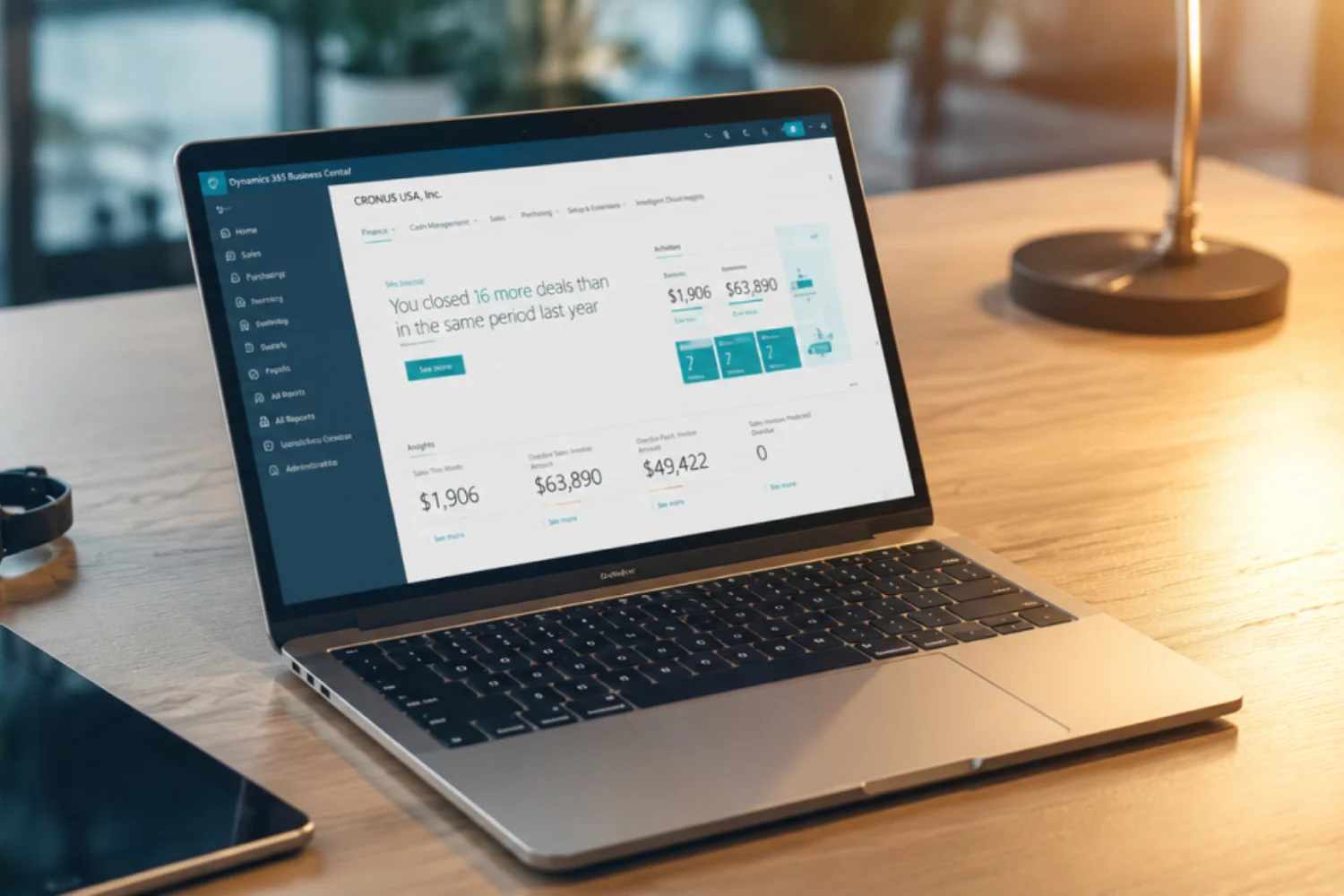 Microsoft Dynamics 365 Business Central displayed on a business laptop